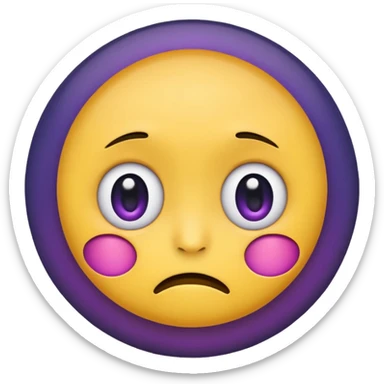 classic round yellow emoji face, iOS/Apple-style, cartoon/anime-inspired expression of emotional despair, upper half shaded with dark bluish or purple gradient, large round eyes or small blank eyes, subtle frown or straight mouth, cute and emoji-like, not realistic sticker