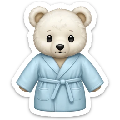 white teddy bear sitting bathrobe sticker
