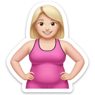a pretty bratz fair girl in pink workout clothes (fat) sticker