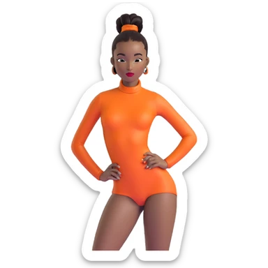 Professional African runway model with high sleek ponytail, striking features, high fashion pose sticker