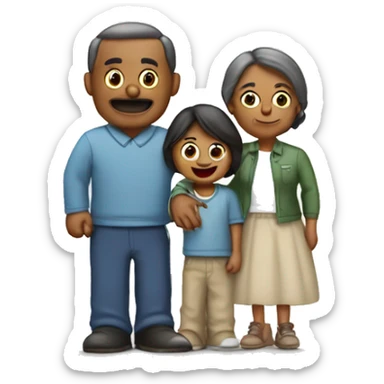 familia papá, mamá y 3 n sticker