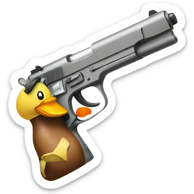 gun with a rubber duck shooting it  sticker