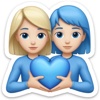 blue heart being embraced by arms sticker