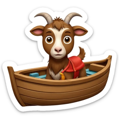 a frightened goat in a boat sticker