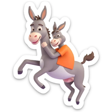 donkey mid-kick, expressive and fun sticker
