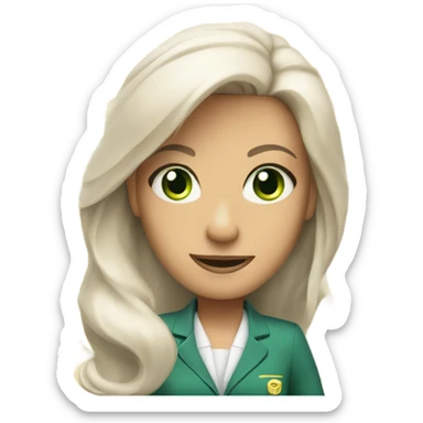 Flight attendant with long white hair with green eyes sticker