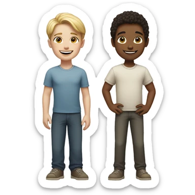 A group of three white-skinned American characters, with two boys and one girl. They are standing together, smiling sticker