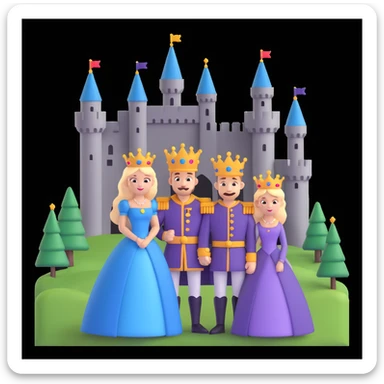 king and queen posing, castle background sticker