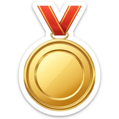 JUST THE CIRCLE  golden medal with a glossy finish, central empty space,  sticker