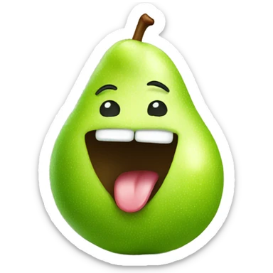 Green Cute pear with tongue sticker