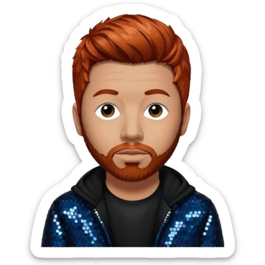Abe Cunningham from Deftones with auburn hair, light skin, black sequin outfit sticker