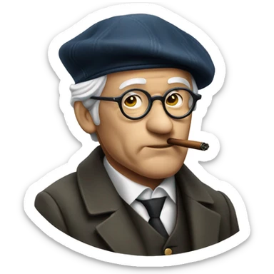 Jean William Fritz Piaget smoking his pipe with a beret on sticker