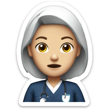 Angry nurse in navy scrubs  sticker