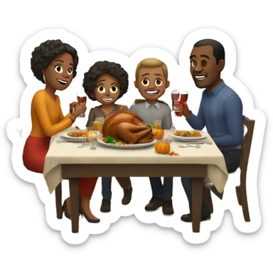 Family sitting at Thanksgiving table with plenty of drinks sticker