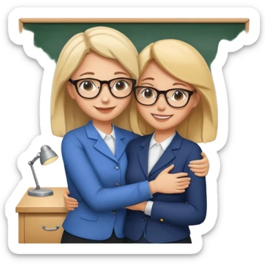two Bestie coworkers teacher hug sticker