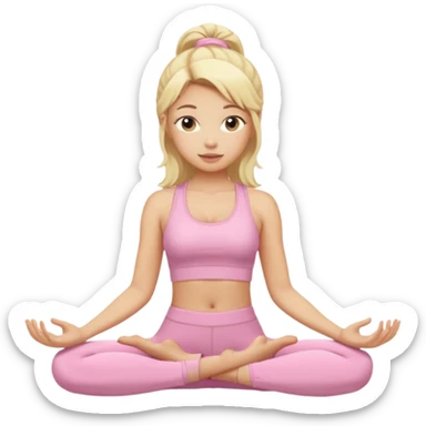 Yoga Blonde Girl With Light Pink Clothes sticker