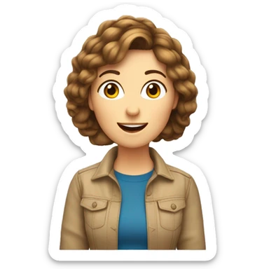 Une Femme caucasienne aux cheveux long brun ondulé qui chante dans un micro sticker