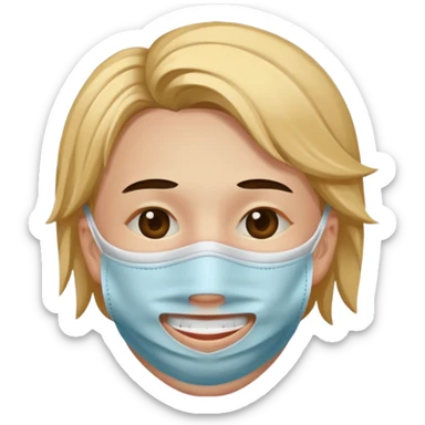 Quiero q sea una carita rota con tristeza q use una máscara q la haga ver feliz sticker