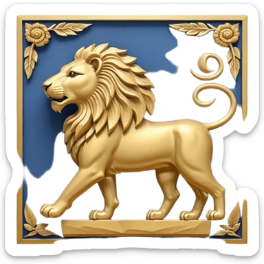 An emoji of a majestic lion from ancient Assyrian art, shown in a hunting scene. sticker