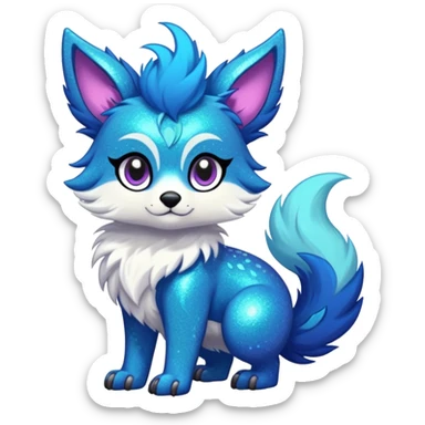 Cool cute Kawaii edgy fantasy animal sparkle fursona Fionbri creature by griffsnuff & LiLaiRa & Falvie full body sticker