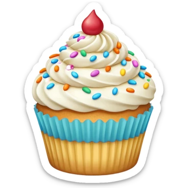 Vanilla Cupcake with white icing and colorful sprinkles  sticker