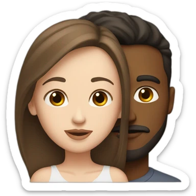 White Man with short dark hair kissing white woman with long brown hair sticker