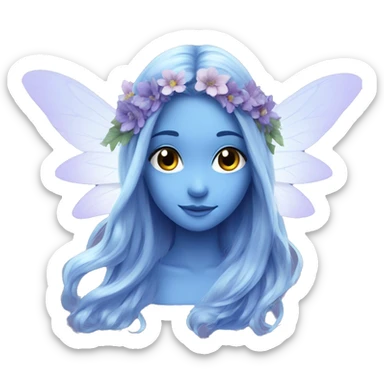 Beautiful, flower, fairy, blue, silver, purple, long hair, big wings sticker