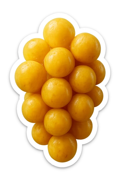 CELLULA DI GRASSO (ADIPOCITA) GIALLA A GRAPPOLO, IPERREALISTICI 4K, FLUTTUANO IN ARIA sticker