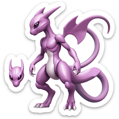  Cool Edgy Shiny Futuristic Ethereal Legendary Mewtwo-Digimon-Genesect-Palkia-hybrid full body sticker