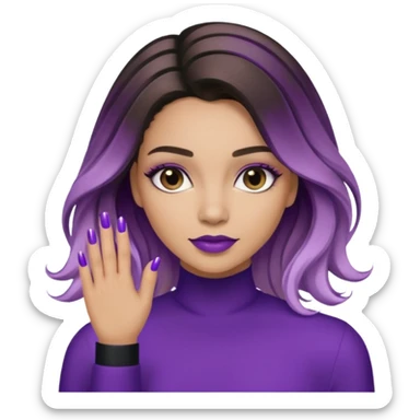 Mujer manicura cabello balayage violeta en puntas y negro en raíces sticker