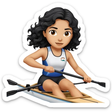 girl with long black wavy hair rowing in Olympic sport sticker