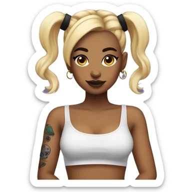 Tattooed girl with space buns and side bang sticker