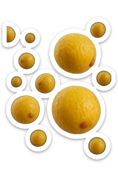 adipociti (cellule gialle) anatomiche realistiche fluttuano in aria, iperrealistico 4k sticker