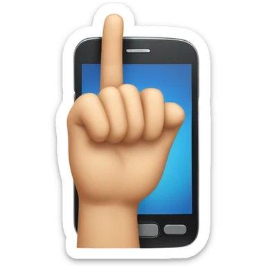 mobile phone with waving hand coming out of screen sticker