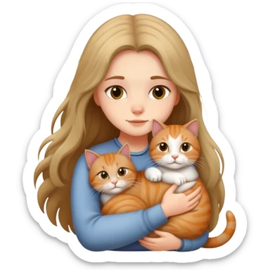 A long-haired girl hugs a British   cat tightly sticker
