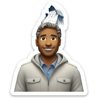 A man standing infront of the matterhorn mountain sticker