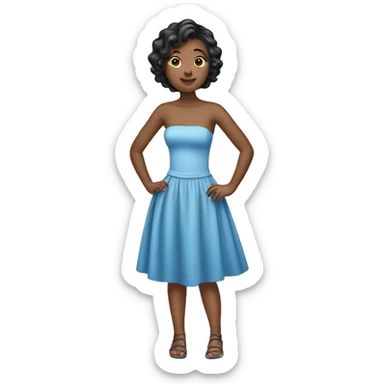 Girl wearing a strapless short blue dress  sticker