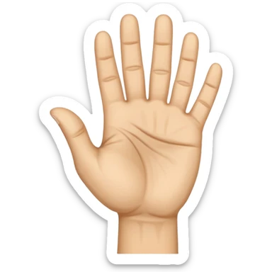 a human right hand emoji giving the "Scram" (Get out of here!) sign with palm facing the viewer, fingers clenched touching the palm, and the thumb extended out to the right side. This emoji can also be used to signify thumbing a ride (hitchhiking). sticker