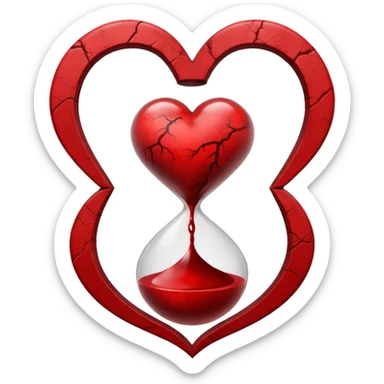 heart with a dark hourglass and grunge texture sticker