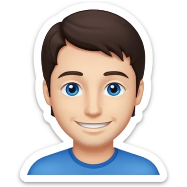 homme yeux bleu azur cheveux brun foncé sticker