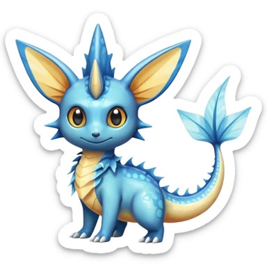 Colorful Shiny Exotic Victini-Salandit-Vaporeon-Fakémon-hybrid-creature (full body)  sticker