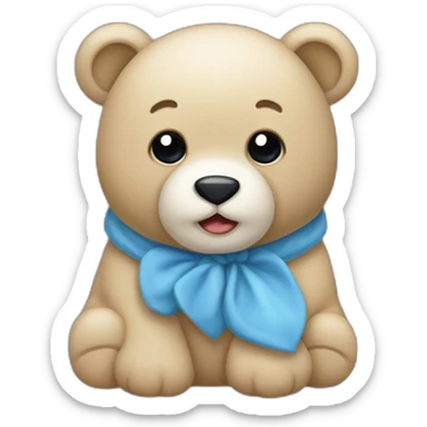 Ours en peluche bleu avec une tête beige deux petites oreilles sticker