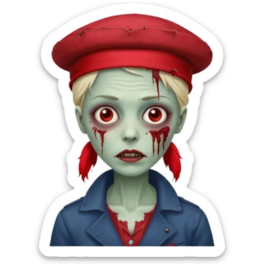 parisian zombie french woman red hat sticker
