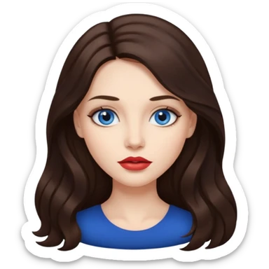 Woman with fair skin long brunette hair dark blue eyes and full lips sticker