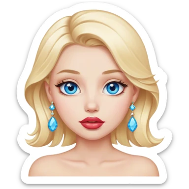 blonde girl portrait with jewelry , Bule eyes , big lips sticker