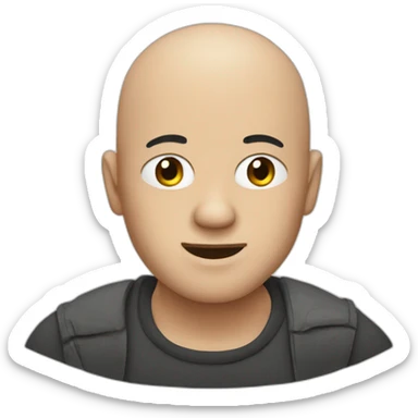 An bald man with scratches sticker