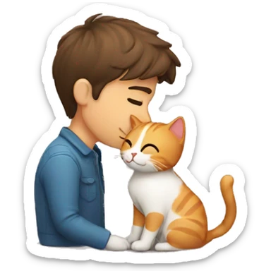 a man kiss his cat sticker