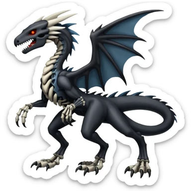 Edgy Cool Badass Evil Skeletal Salandit-Zekrom-Silvally-Nargacuga-fusion (full body) sticker