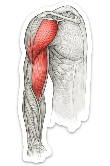 tricipite visto anatomicamente , colora solo il tricipite, il resto fallo in bianco e nero sticker