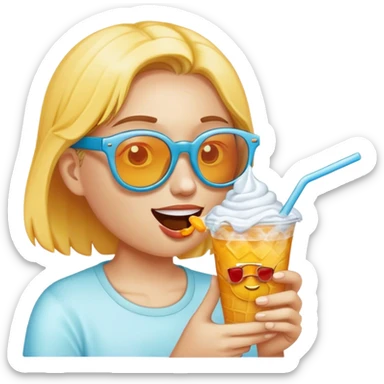 Une personne qui mange une glace avec des lunettes de soleil sticker